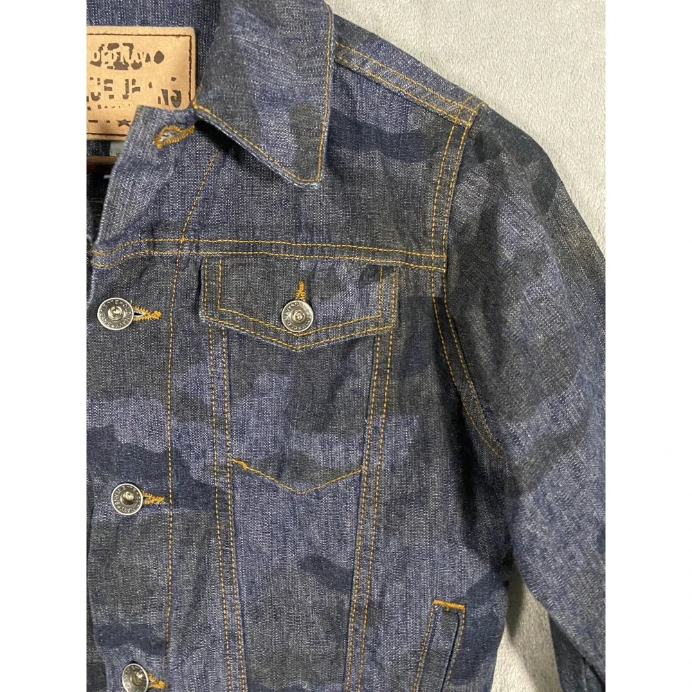 Vintage Old Navy Denim Jacket Boys 6 Blue Camo Jean Trucker‎ Outerwear Y2K 2001